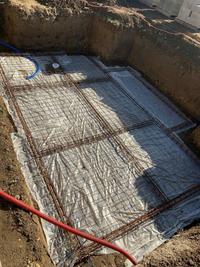 Ferraillage du radier d'une piscine béton